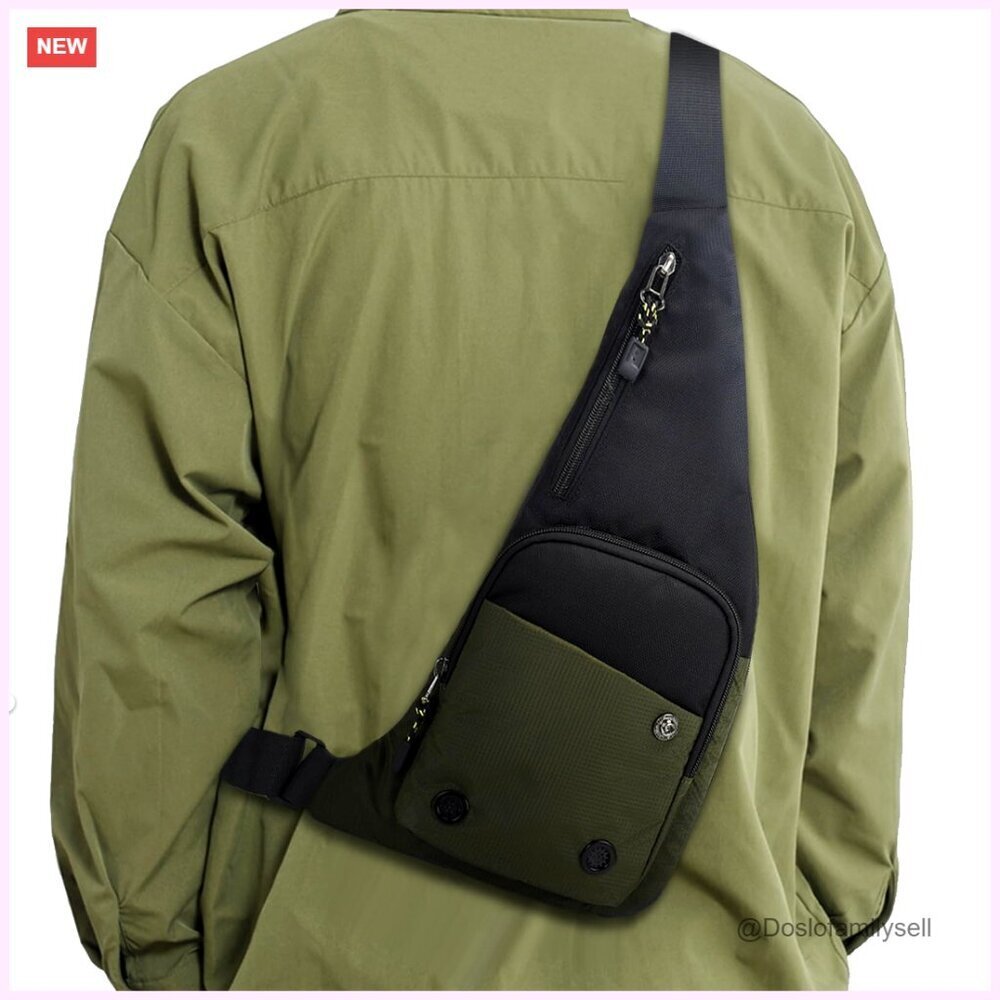 Nylon Sling Bag with Multiple Pockets for Running Hiking Outdoor